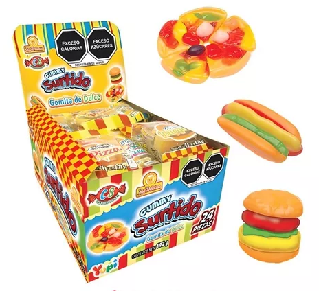 Las Delicias Gummy Surtido 24Pz Gomitas En Forma De Pizza 168g