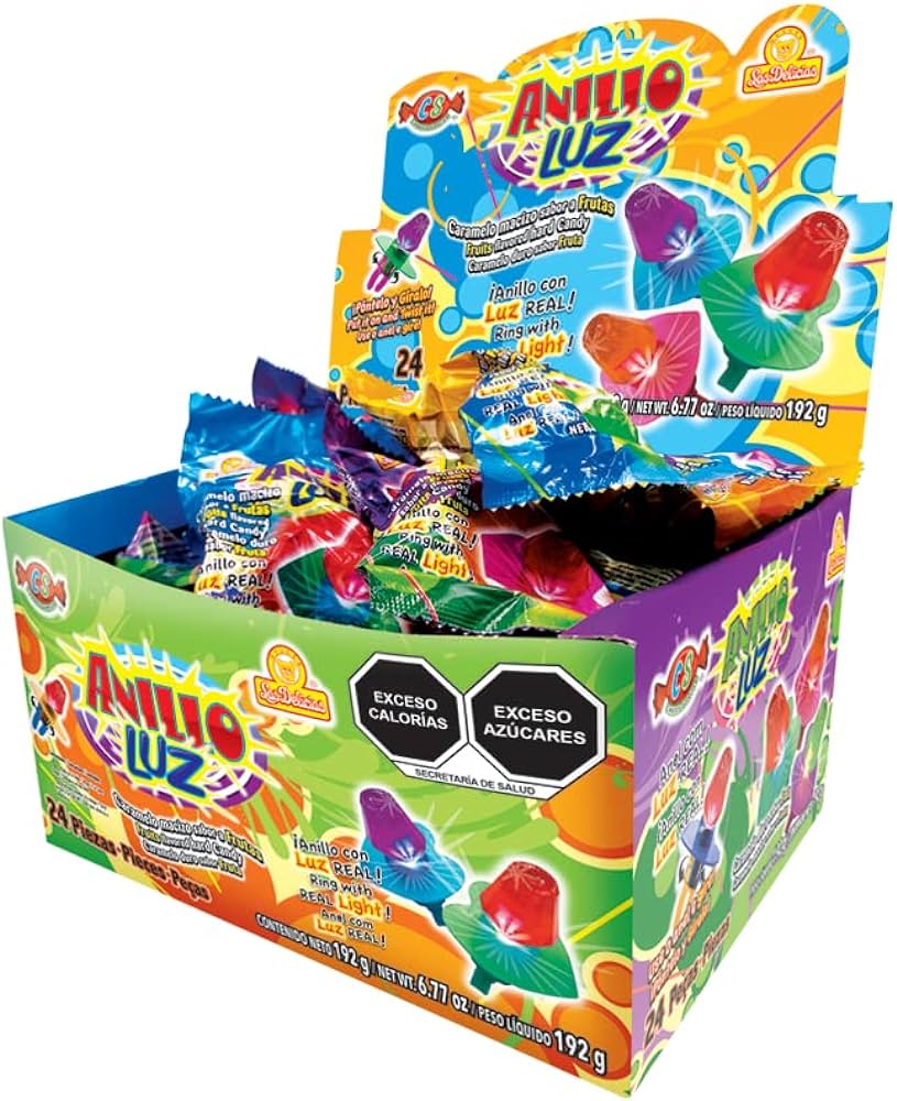 Las Delicias Anillo De Caramelo Macizo Sabores Frutales 24 Piezas