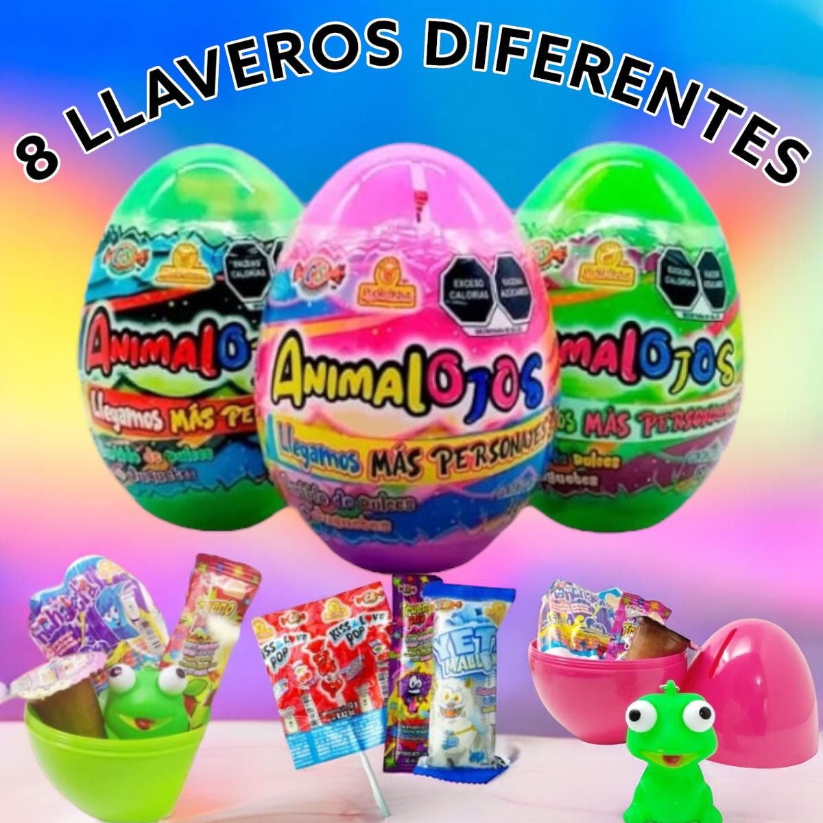 Las Delicias Animalojos Huevo Con Dulces Y Juguete 15gr C/u