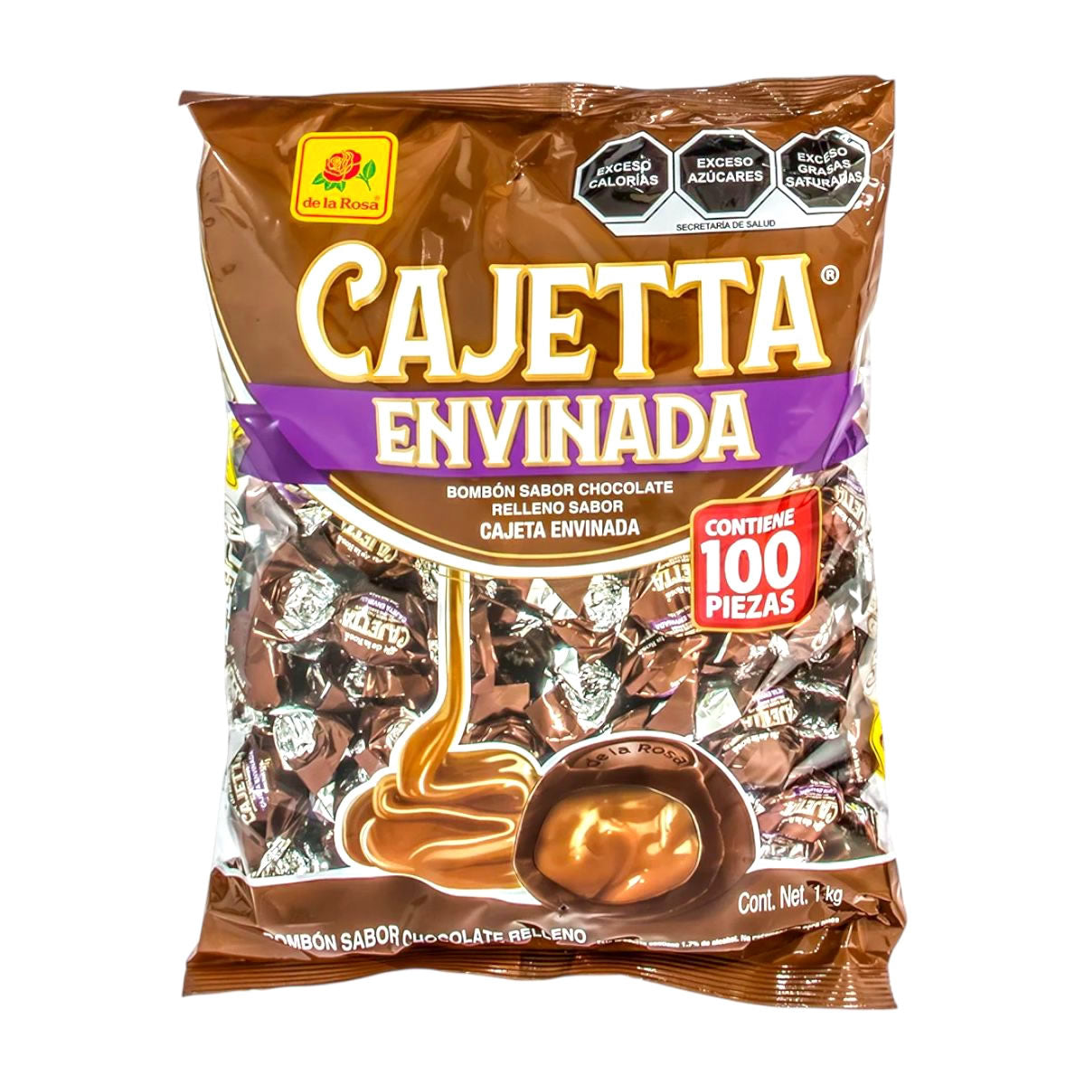De La Rosa Bombon Sabor Chocolate Relleno Sabor Cajetta Envinada 100Pz 1Kg
