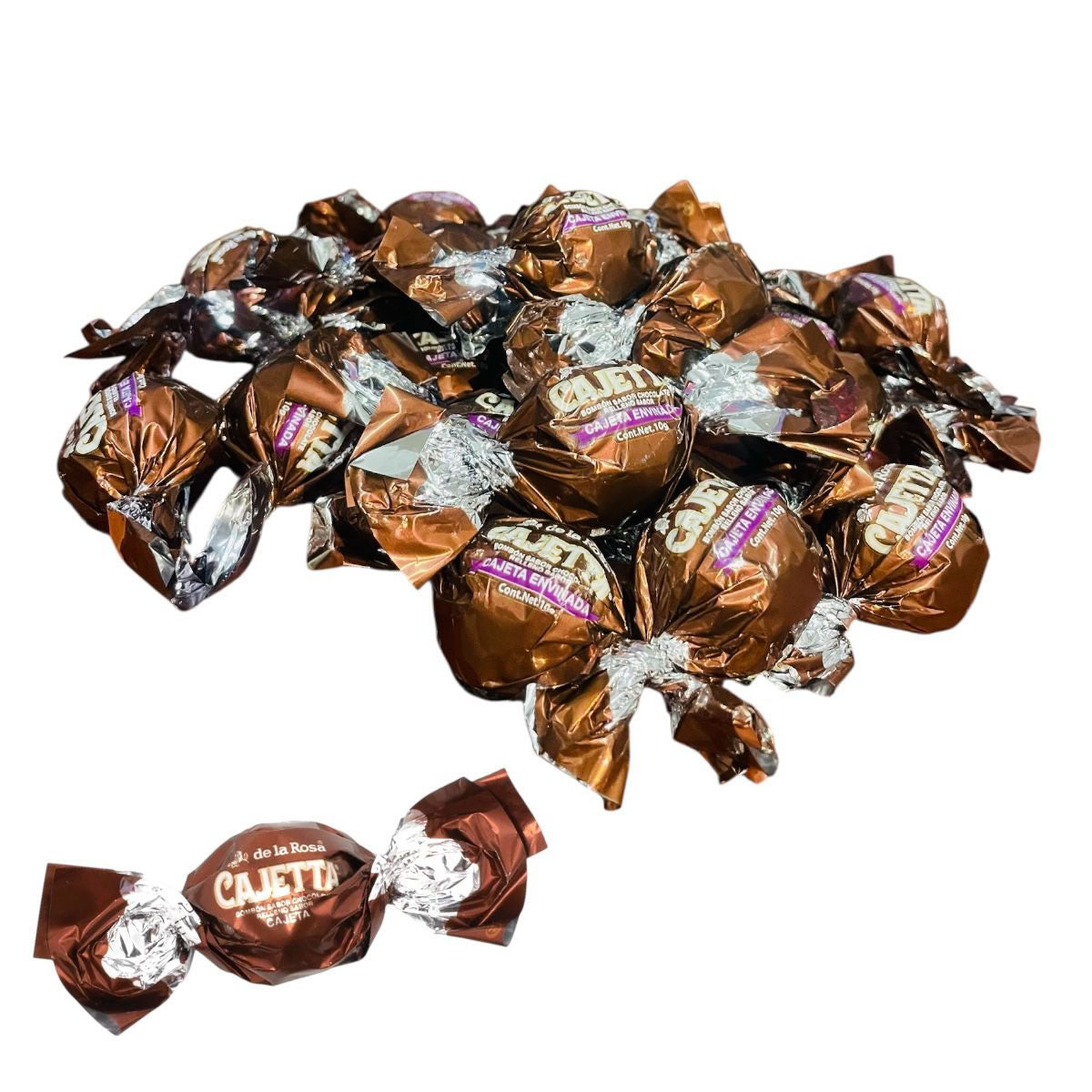De La Rosa Bombon Sabor Chocolate Relleno Sabor Cajetta Envinada 100Pz 1Kg