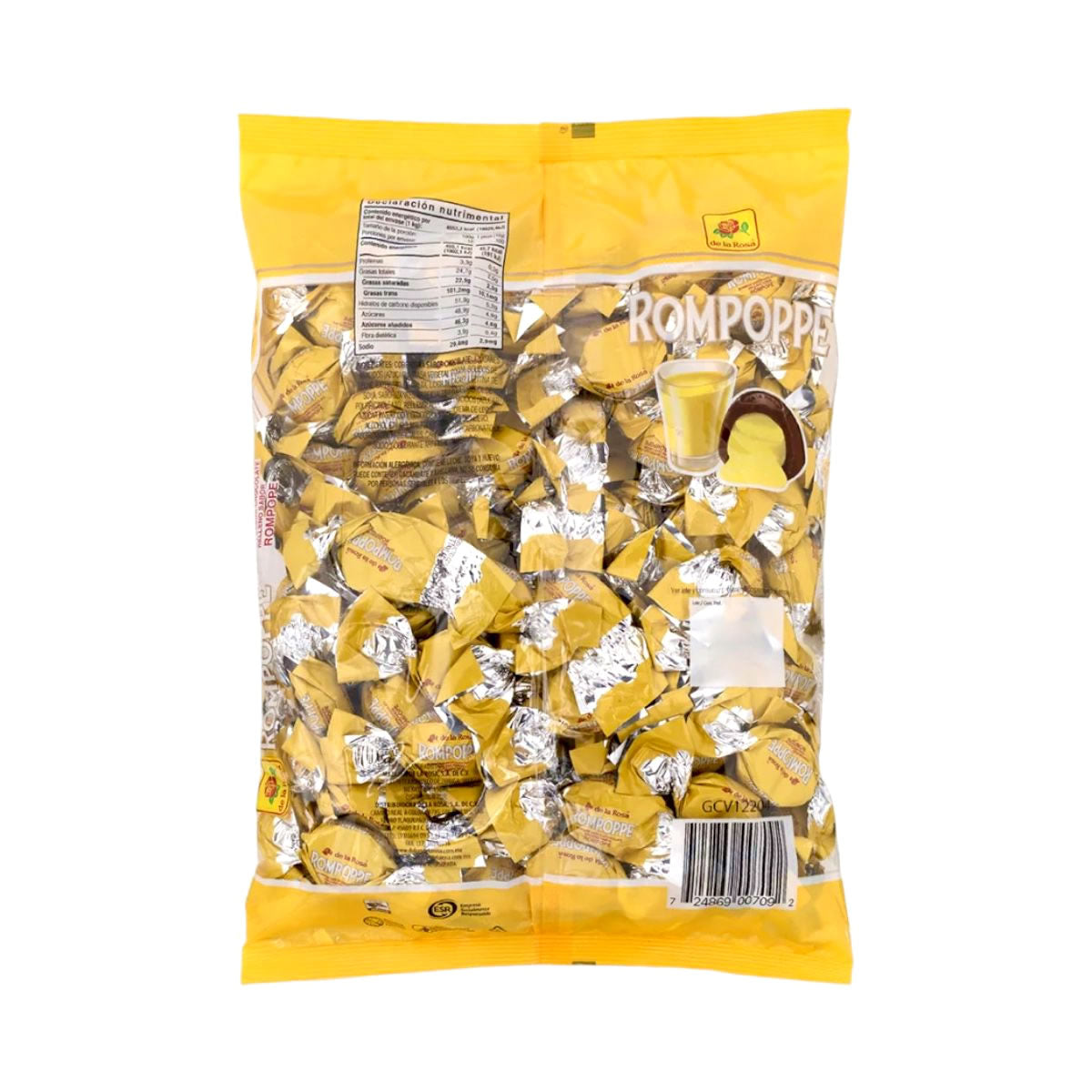 De La Rosa Bombon Sabor Chocolate Relleno Sabor Rompope 100Pz 1Kg