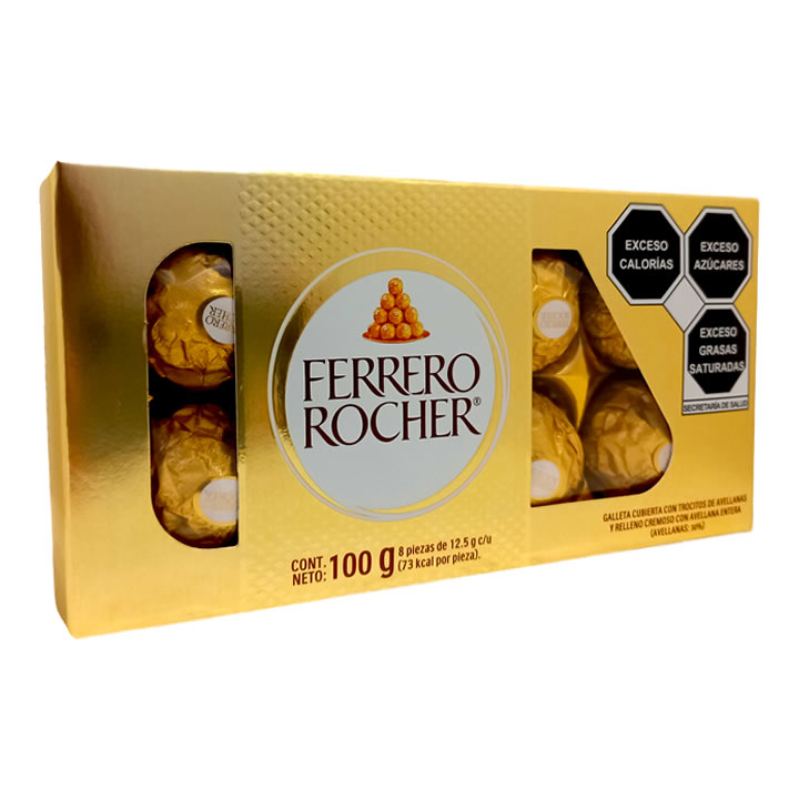 Ferrero Rocher Chocolate Con Galleta Cubierta Con Trozos De Avellana 8 Piezas