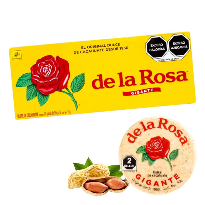 Mazapan De Cacahuate Original Gigante De La Rosa 20 Piezas De 50g c/u 1kg