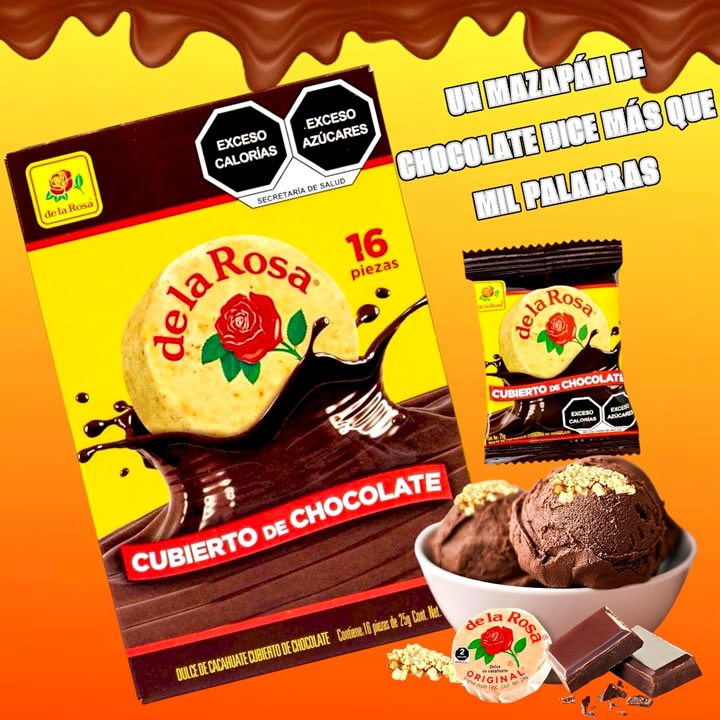 Mazapan De Cacahuate Cubierto De Chocolate De La Rosa 16 Piezas De 22g c/u 352g