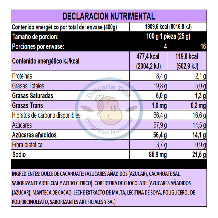Mazapan De Cacahuate Cubierto De Chocolate De La Rosa 16 Piezas De 22g c/u 352g
