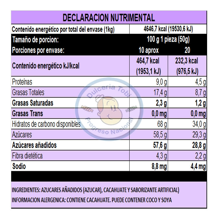 Mazapan De Cacahuate Original Gigante De La Rosa 20 Piezas De 50g c/u 1kg