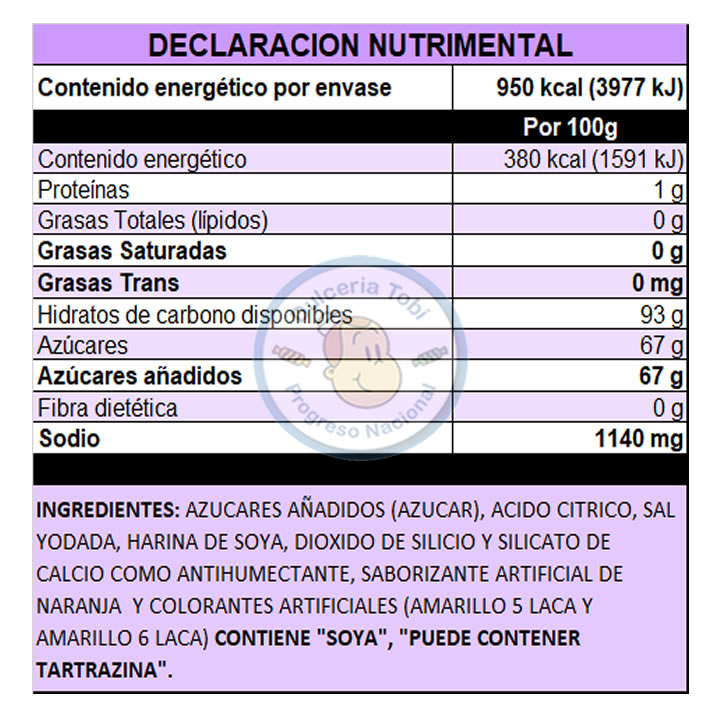 Miguelito Chilito En Polvo Sabor Naranja Botella De 250gr