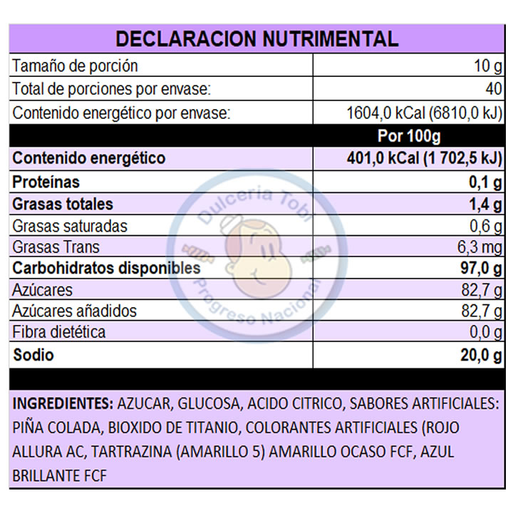 Paleta Mini Chipis Arcoiris Sabor Piña Colada 40Piezas