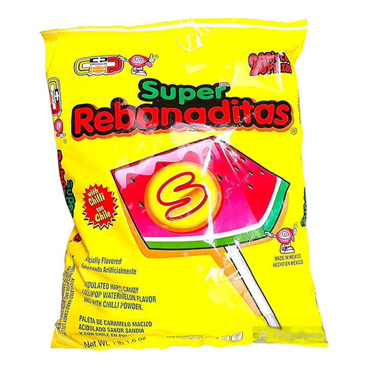 Super Rebanaditas Paleta De Sandia Con Chile En Polvo 20 Piezas