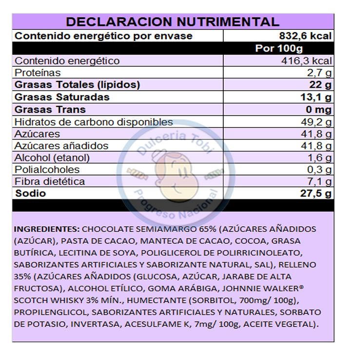 Turin Chocolate José Cuervo Tubo 180g