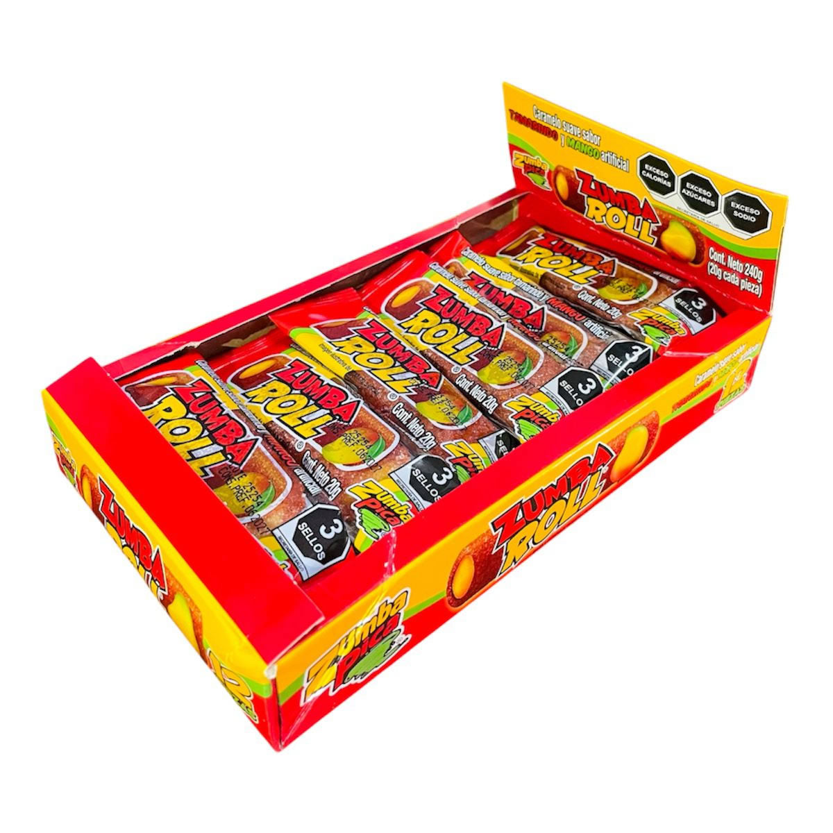 Zumba Roll Caramelo Suave Sabor Tamarindo Y Mango 12Pz Con 240g