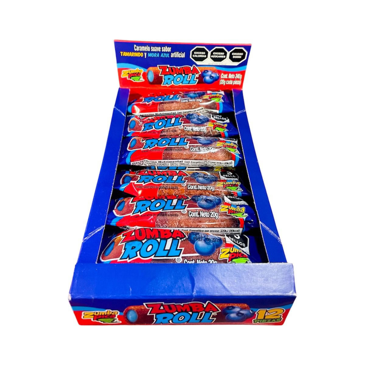 Zumba Roll Caramelo Suave Sabor Tamarindo y Mora Azul 240 g