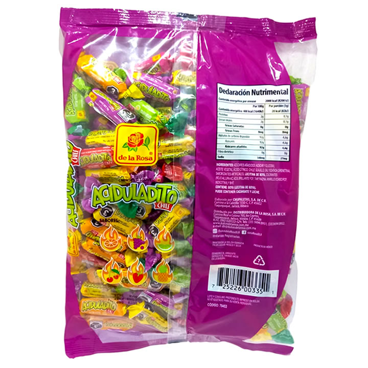 Aciduladito Caramelos Suaves De la Rosa Sabores Frutales 100 piezas
