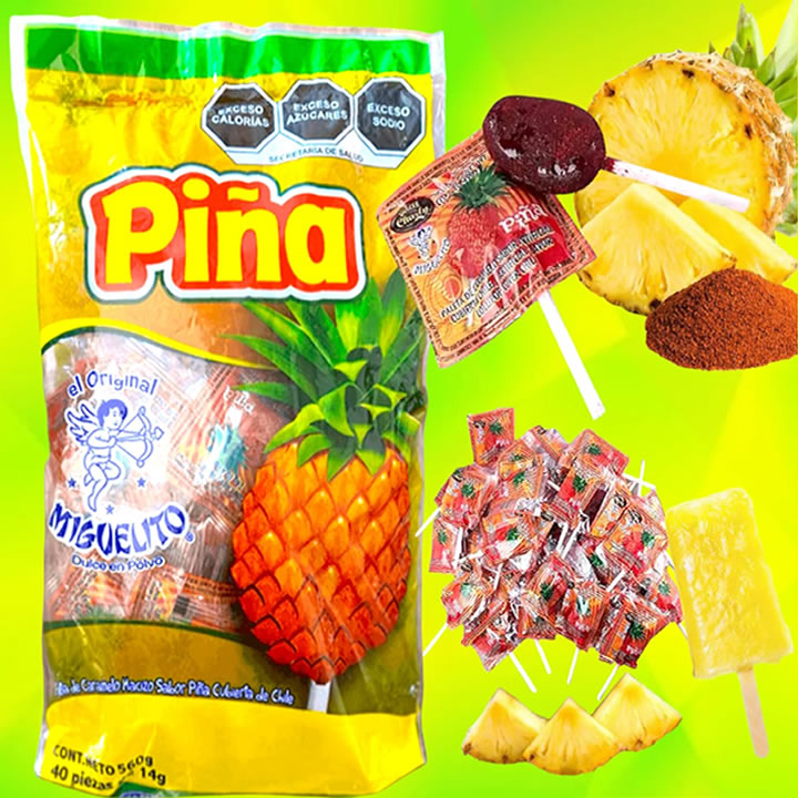 Miguelito Paleta De Piña Cubierta De Chilito 40 Piezas