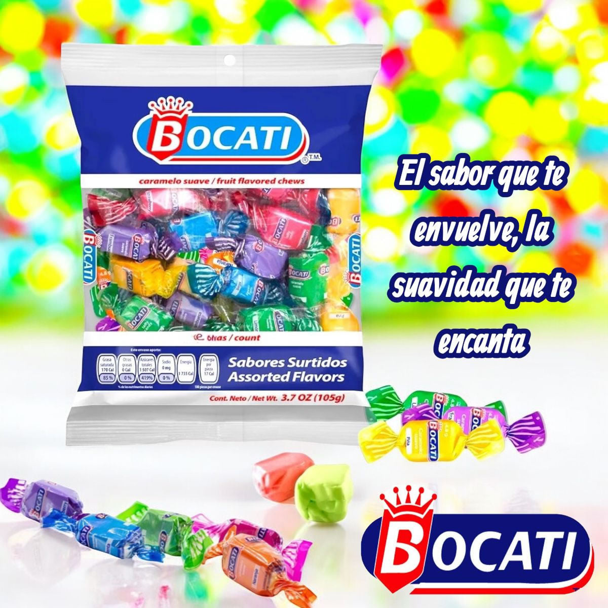 Bocati Caramelo Suave Sabores Surtidos 100Pz Con 420gr