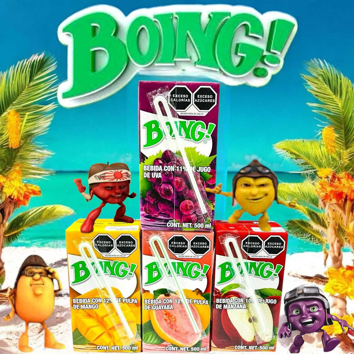 Boing Jugos Con Pulpa De Fruta Sabores Surtidos 24 piezas 500ml c/u