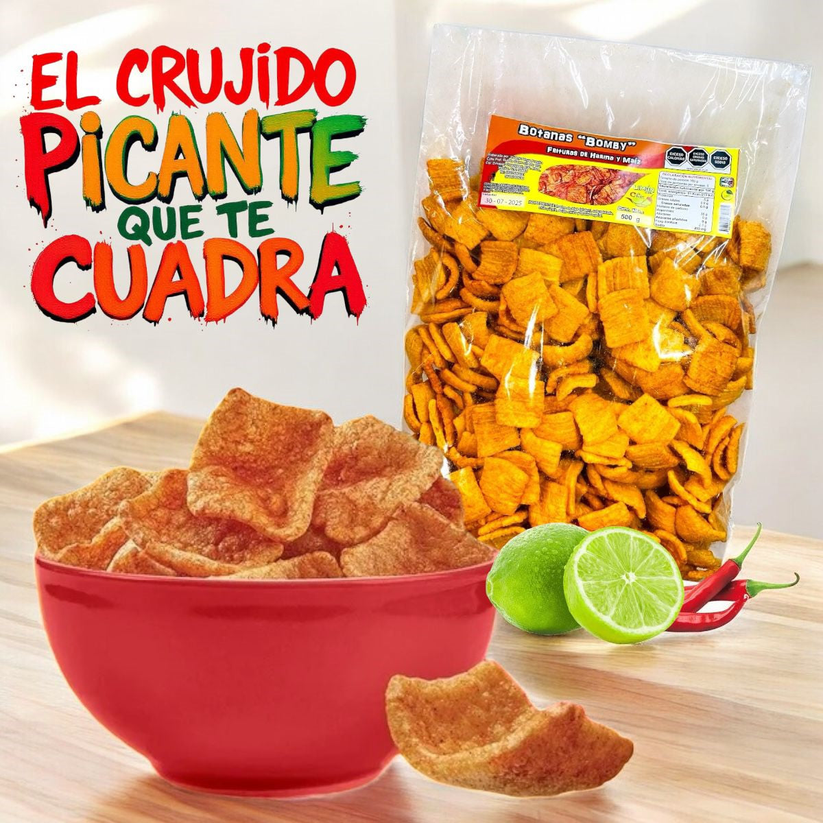Fritura Chicharron En Forma De Cuadro Con Chile 500gr