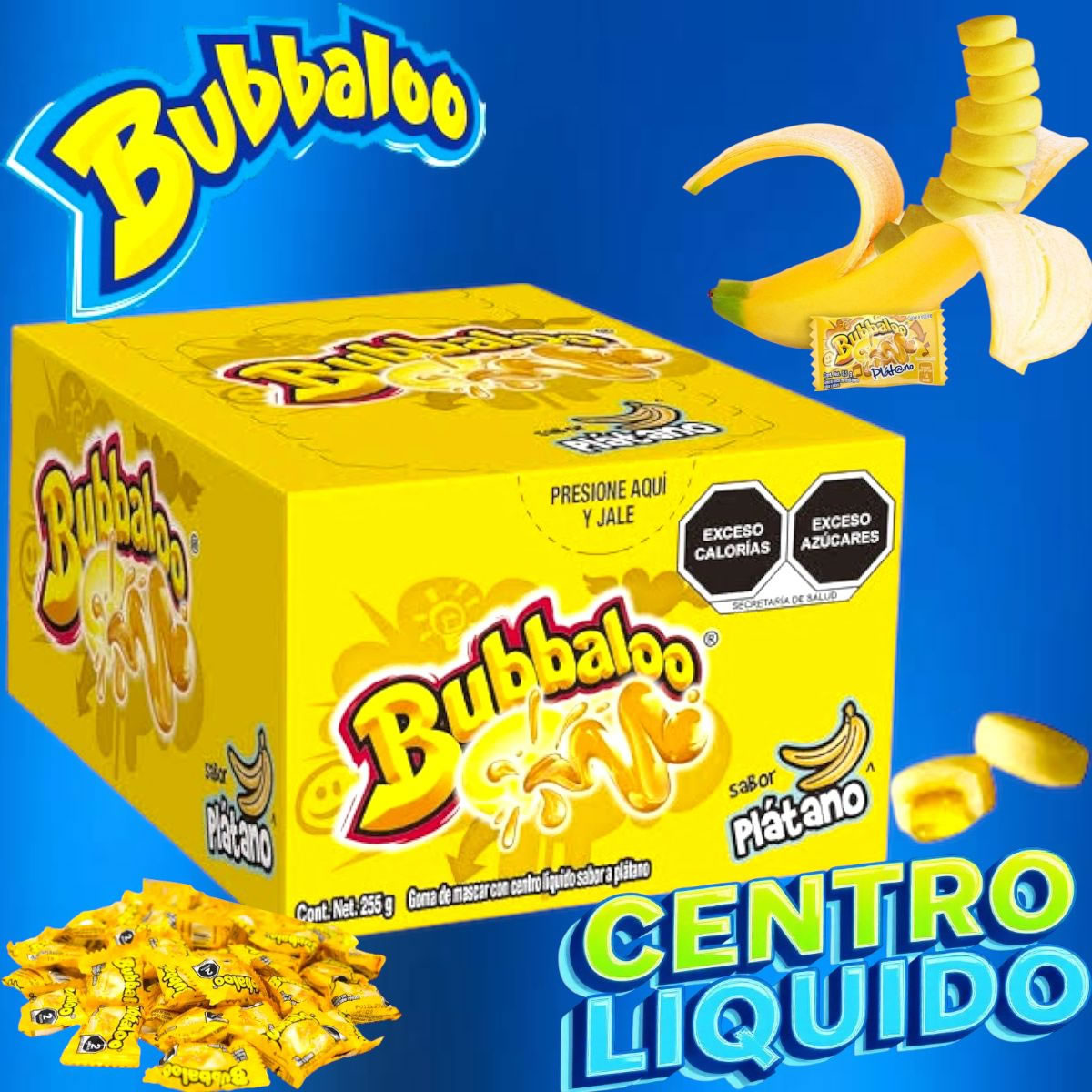 Bubbalo Goma De Mascar Con Centro Liquido Sabor Platano 47Pz