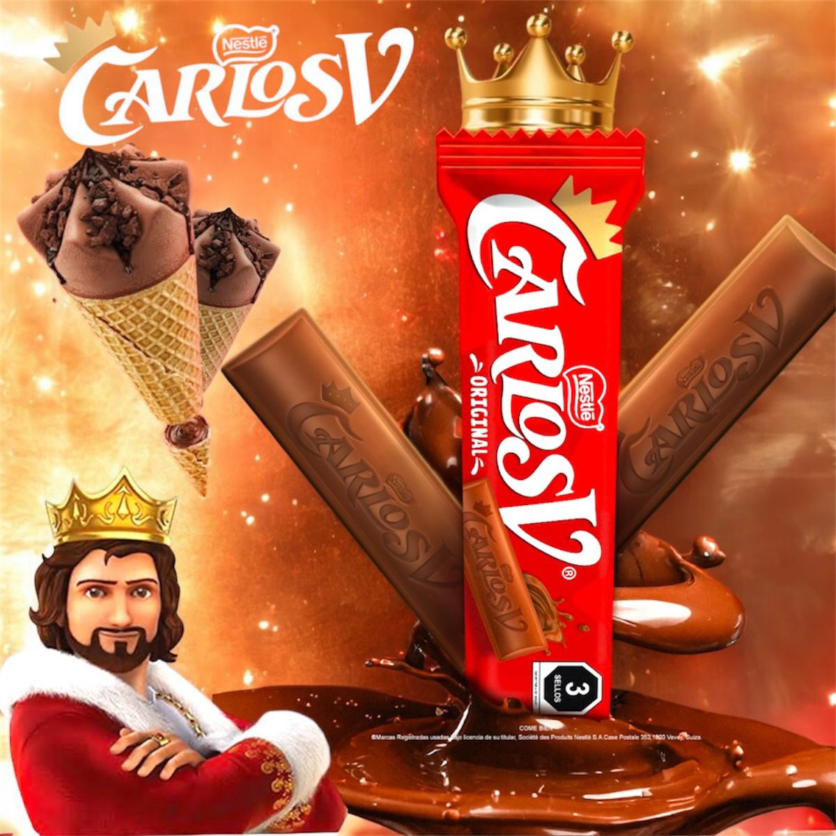 Carlos V Original Chocolate Con Leche 16 Pzs De 18 G C/u