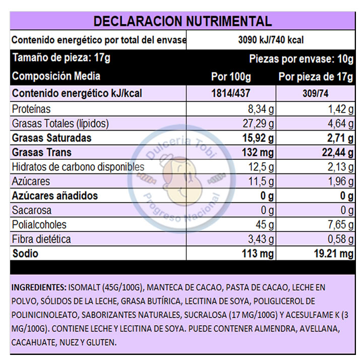 Carlos V Cero Chocolate Con Leche Sin Azúcar 10 Piezas