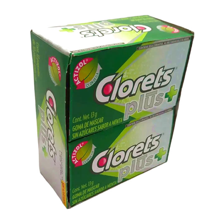 Clorets Plus Goma De Mascar Sin Azúcar Sabor Menta 12 Paquetes 156g