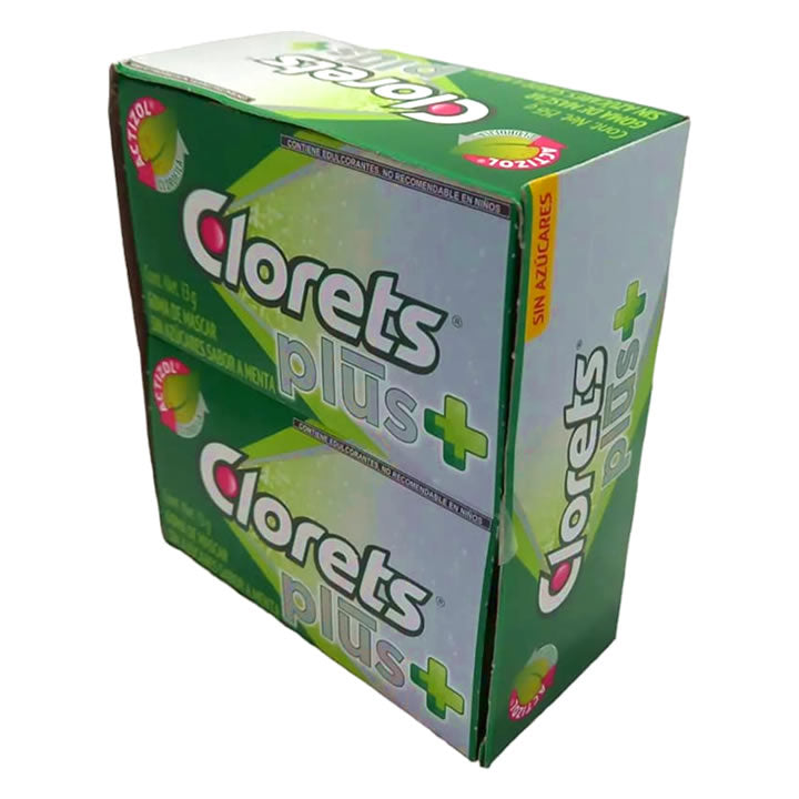 Clorets Plus Goma De Mascar Sin Azúcar Sabor Menta 12 Paquetes 156g