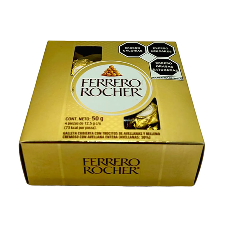 Ferrero Rocher Chocolate Con Galleta Cubierta Con Trozos De Avellana 4 Piezas