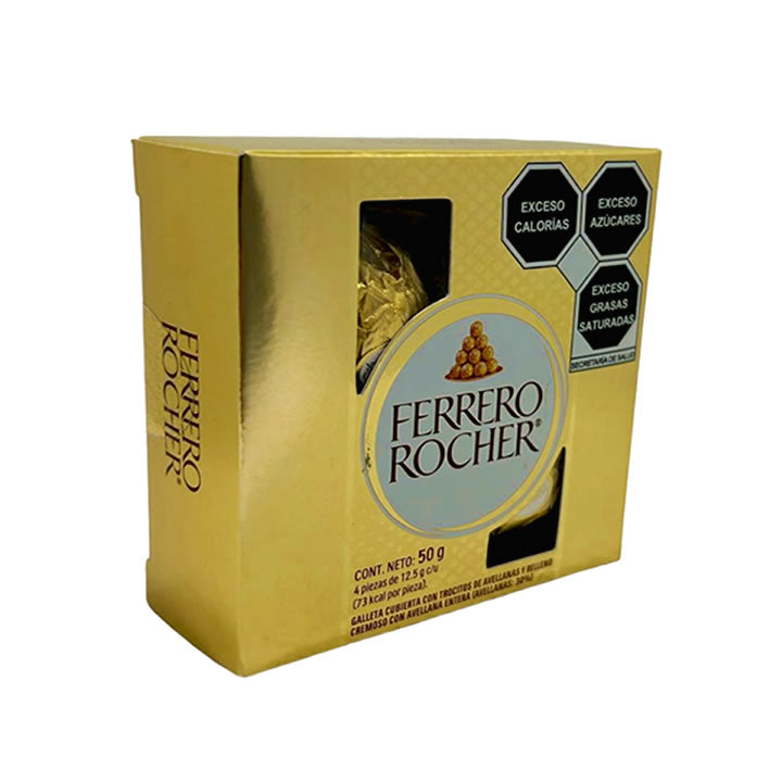 Ferrero Rocher Chocolate Con Galleta Cubierta Con Trozos De Avellana 4 Piezas