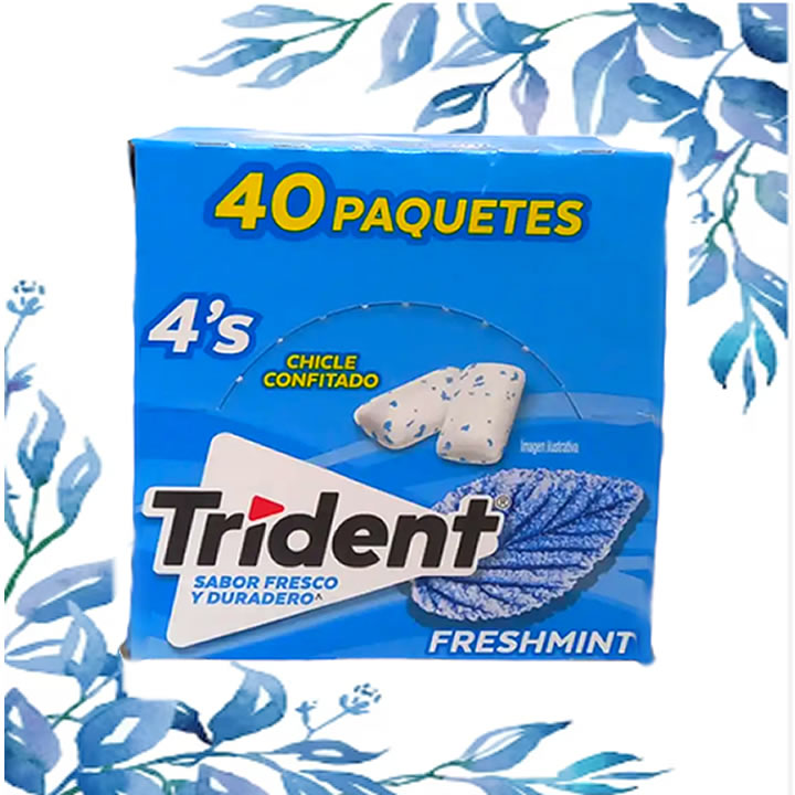 Trident Goma De Mascar Sabor Freshmint 4's Pastillas 40 Piezas