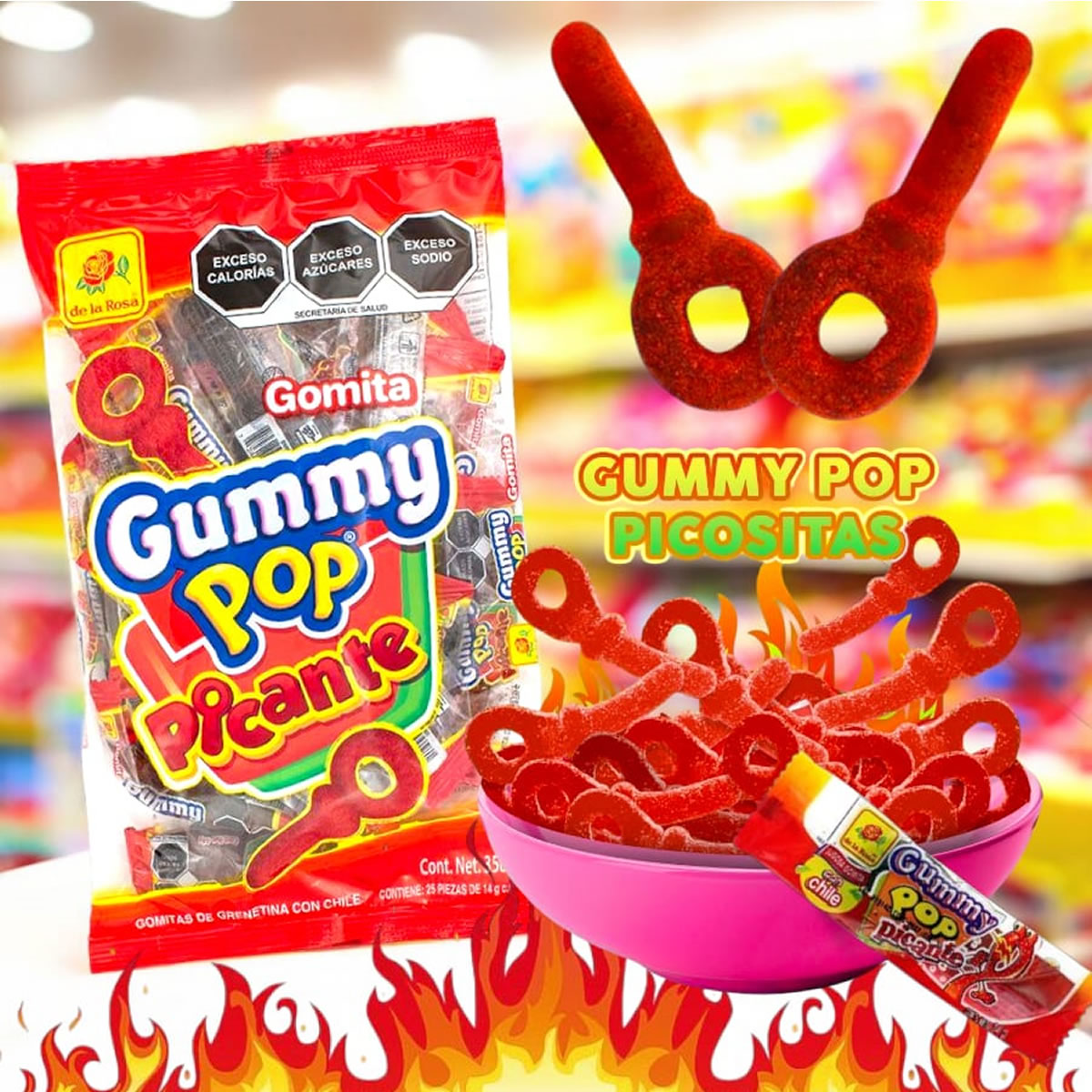 Gomitas Gummy Pop Con Chile C/Envoltura Individual 25 Piezas