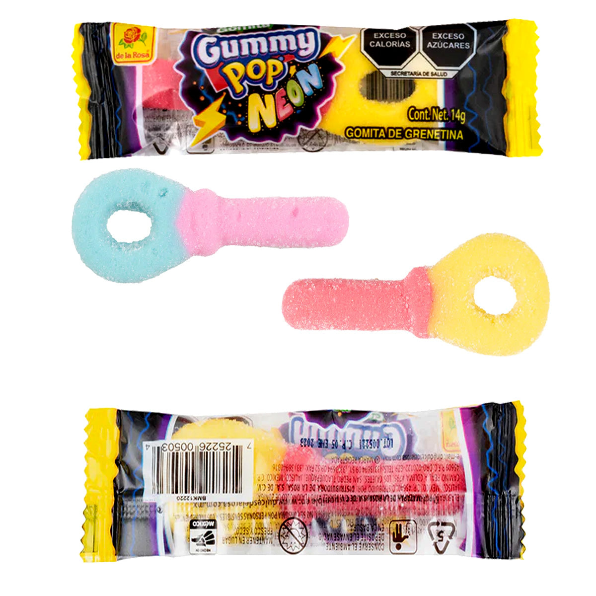 De La Rosa Gomitas Gummy Pop Neon 25Pz Con Envoltura Individual