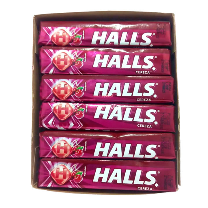 Halls Caramelo Macizo Sabor Cereza 12 Piezas