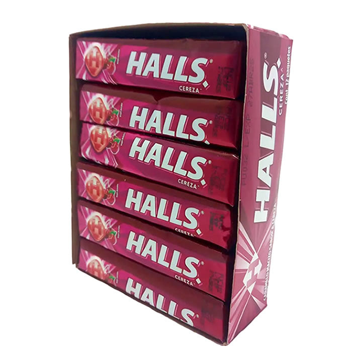 Halls Caramelo Macizo Sabor Cereza 12 Piezas