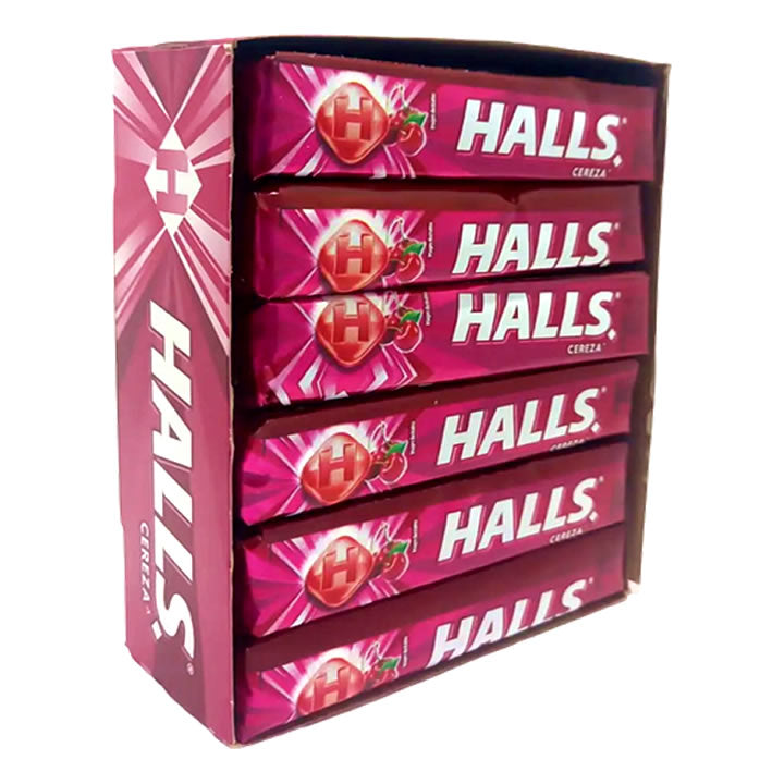 Halls Caramelo Macizo Sabor Cereza 12 Piezas