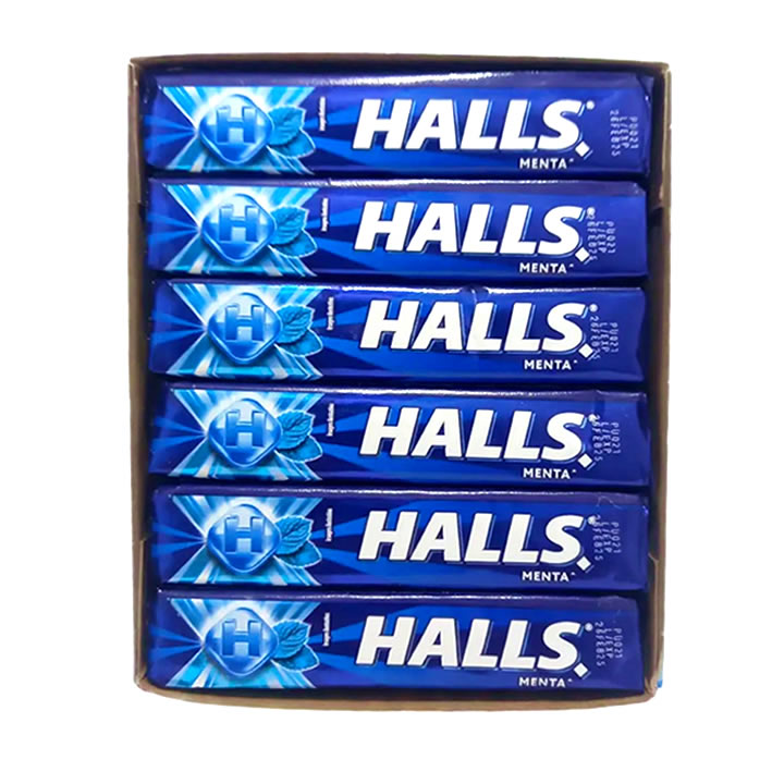 Halls Caramelo Macizo Sabor Menta 12 Piezas