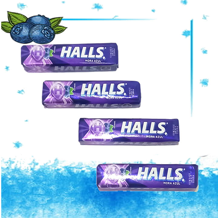 Halls Caramelo Macizo Sabor Mora Azul 12 Piezas