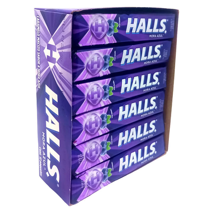 Halls Caramelo Macizo Sabor Mora Azul 12 Piezas