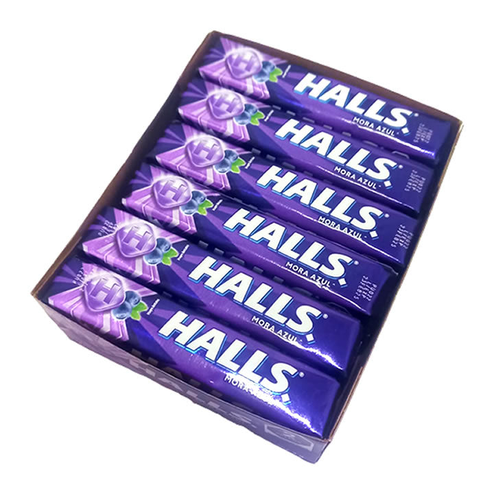 Halls Caramelo Macizo Sabor Mora Azul 12 Piezas