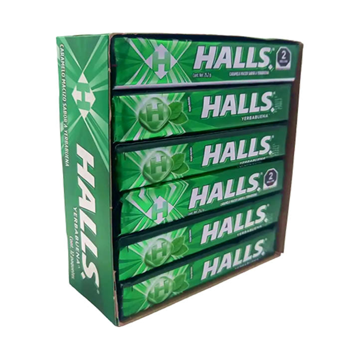 Halls Caramelo Macizo Sabor Hierbabuena 12 Piezas