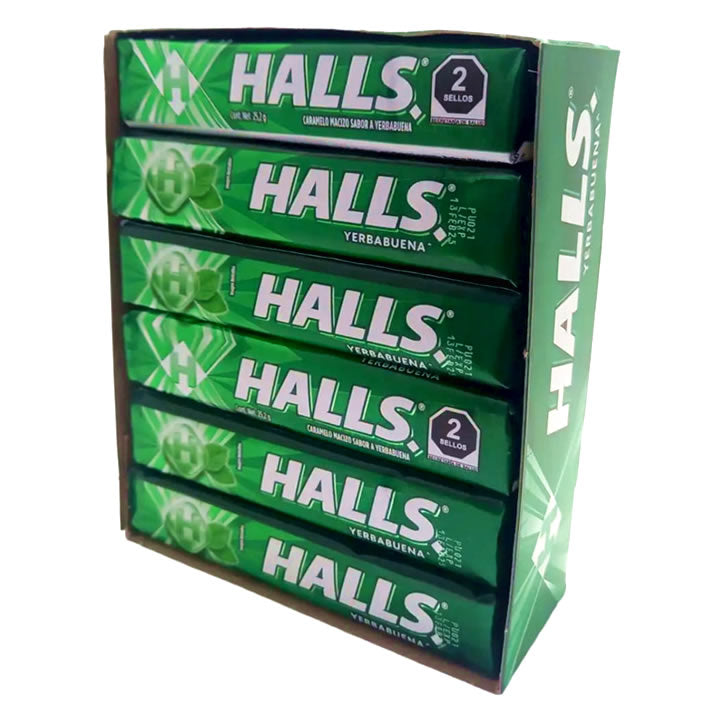 Halls Caramelo Macizo Sabor Hierbabuena 12 Piezas