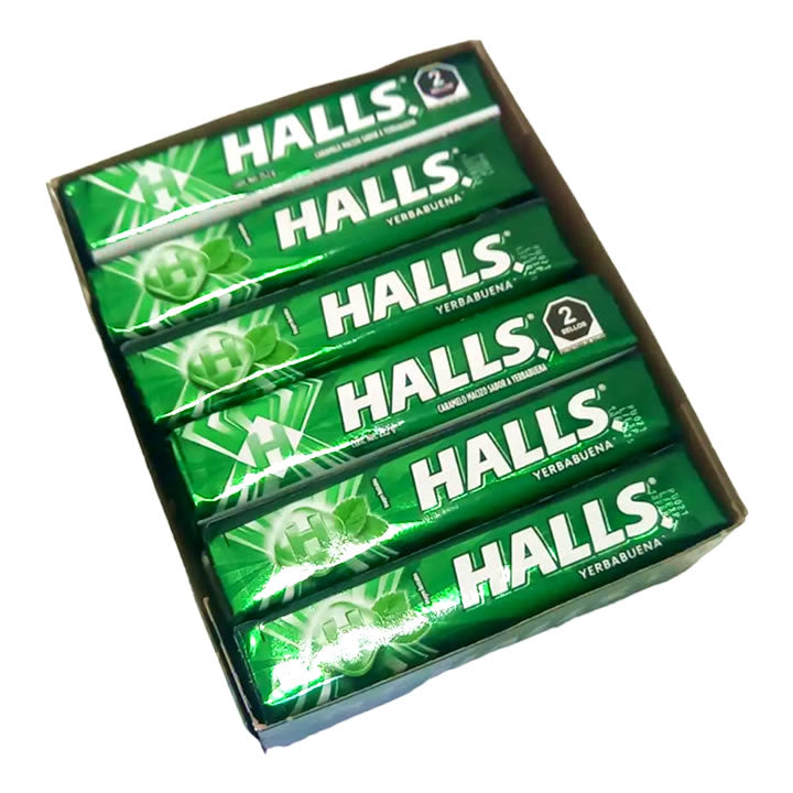 Halls Caramelo Macizo Sabor Hierbabuena 12 Piezas