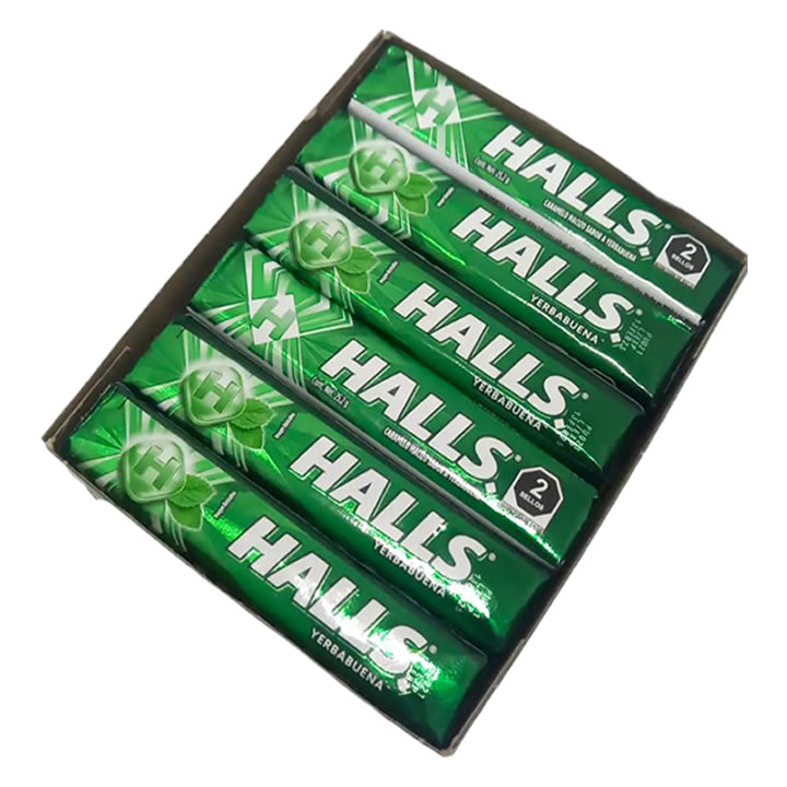 Halls Caramelo Macizo Sabor Hierbabuena 12 Piezas