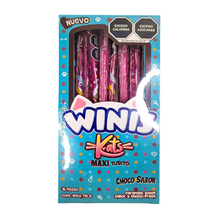 Winis Maxi Tubito Kats Sabor Choco Fresa 16PZ