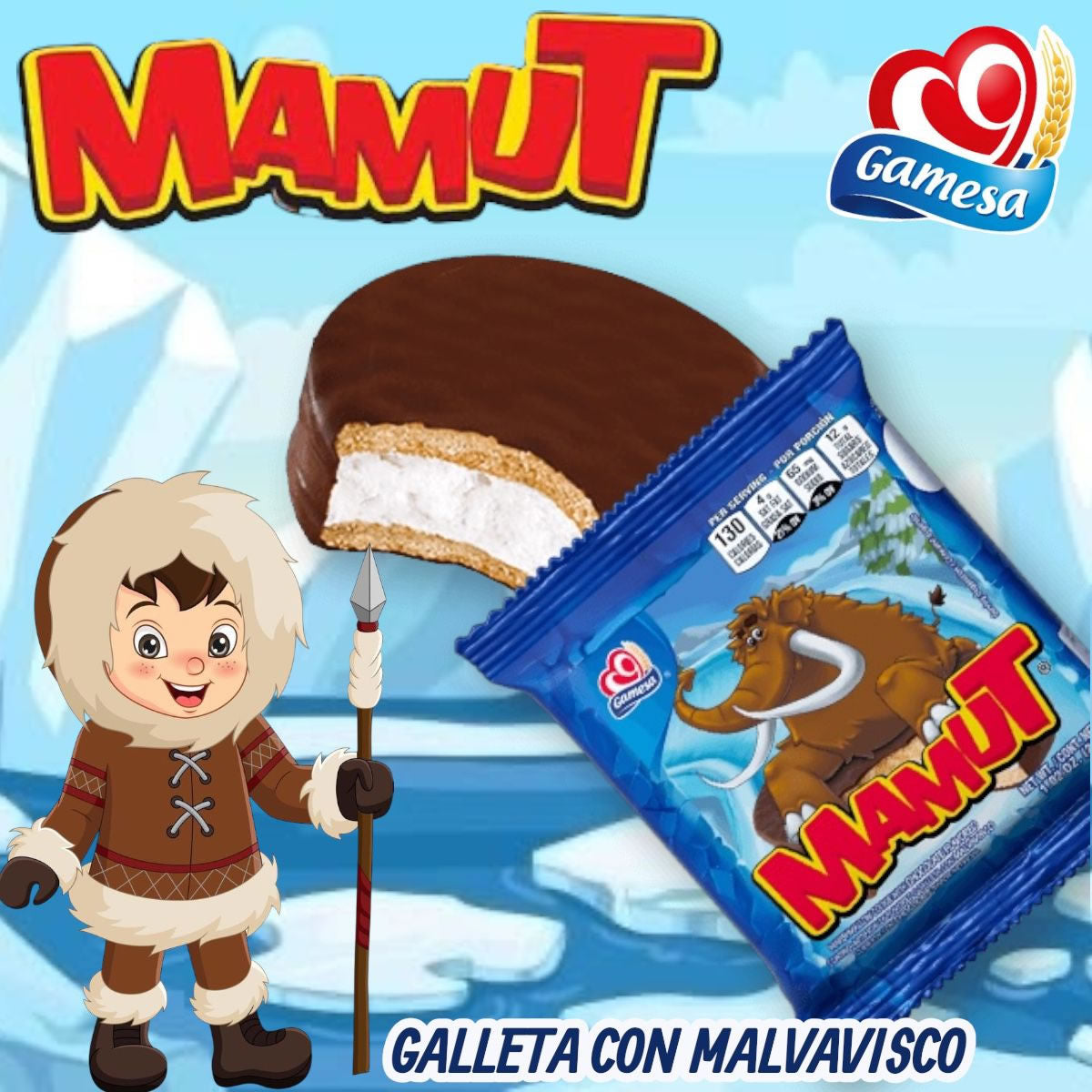 Mamut Galletas Con Malvavisco Y Cobertura Sabor A Chocolate 8 Paketines