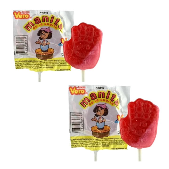 Vero Paleta Manita De La Suerte Sabor Cereza 40 Piezas