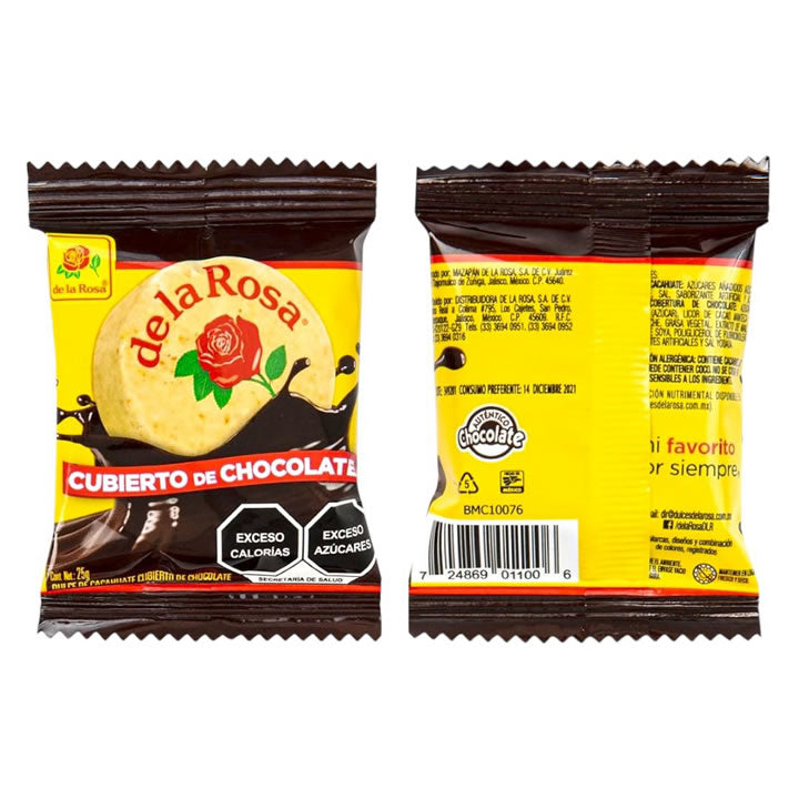 Mazapan De Cacahuate Cubierto De Chocolate De La Rosa 16 Piezas De 22g c/u 352g