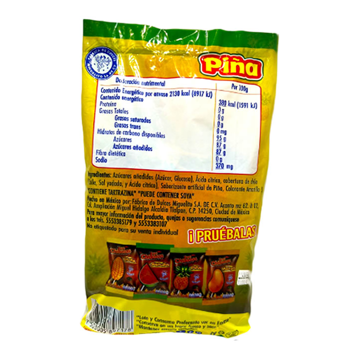 Miguelito Paleta De Piña Cubierta De Chilito 40 Piezas