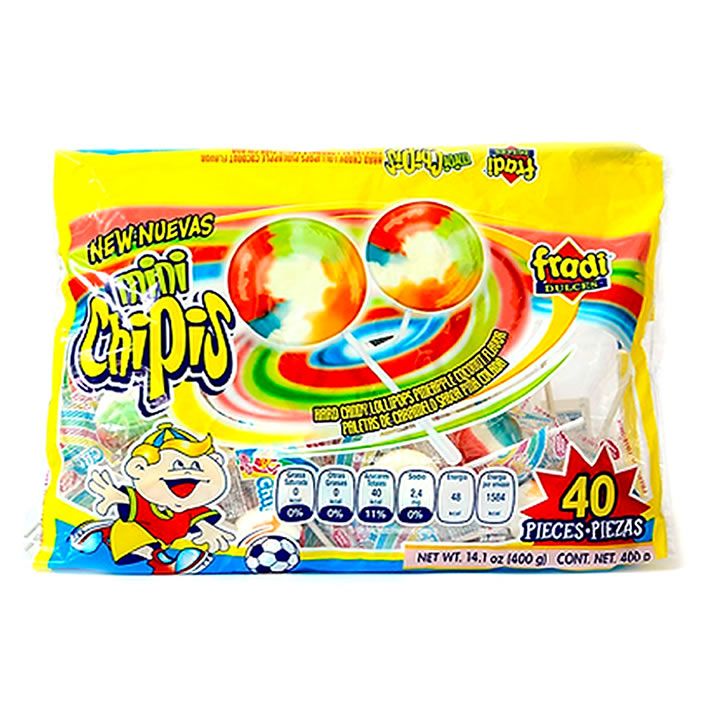 Paleta Mini Chipis Arcoiris Sabor Piña Colada 40Piezas