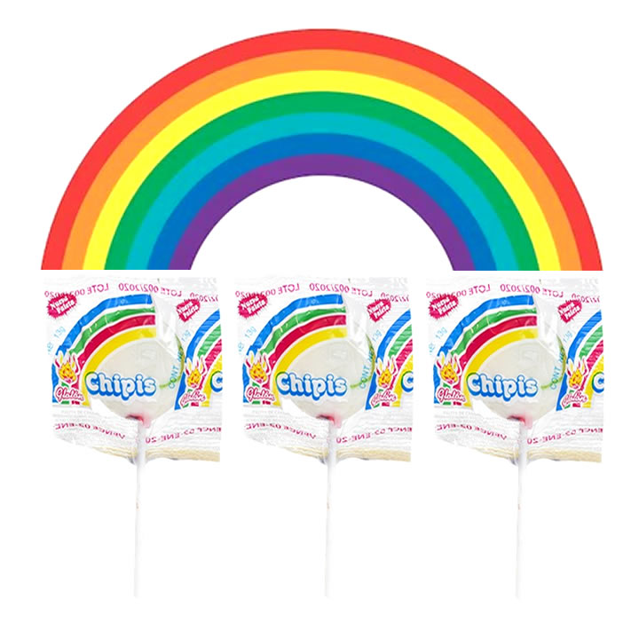 Paleta Mini Chipis Arcoiris Sabor Piña Colada 40Piezas